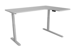 Electric standing desk, L-shaped, grey, 160 x 110 cm