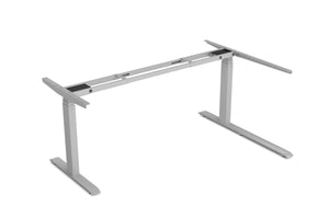 Electric standing desk, L-shaped, grey, 160 x 110 cm