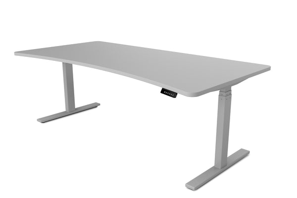 Bureau assis-debout électrique, gris, 200 x 92 cm