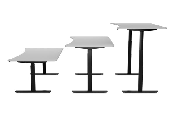 Bureau assis-debout électrique, gris/noir, 200 x 92 cm