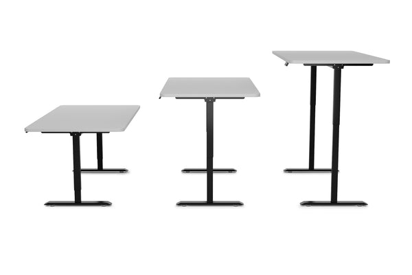 Bureau assis-debout électrique, gris/noir, 160 x 80 cm