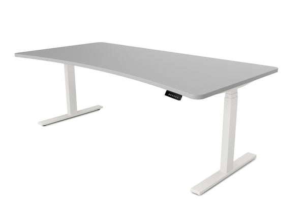 Bureau assis-debout électrique, gris/blanc, 200 x 92 cm