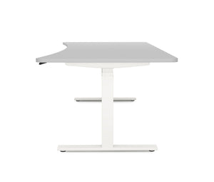 Bureau assis-debout électrique, gris/blanc, 200 x 92 cm