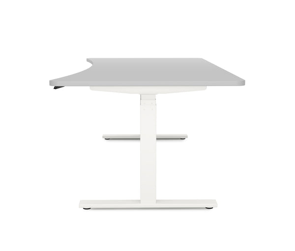 Bureau assis-debout électrique, gris/blanc, 200 x 92 cm