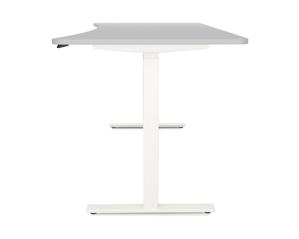 Bureau assis-debout électrique, gris/blanc, 200 x 92 cm