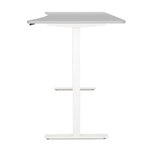 Bureau assis-debout électrique, gris/blanc, 200 x 92 cm