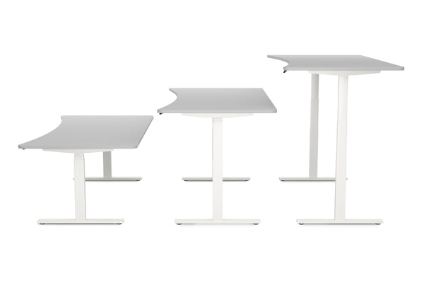 Bureau assis-debout électrique, gris/blanc, 200 x 92 cm