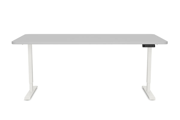 Bureau assis-debout électrique, gris/blanc, 160 x 80 cm