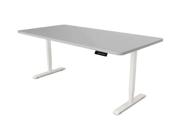 Bureau assis-debout électrique, gris/blanc, 160 x 80 cm