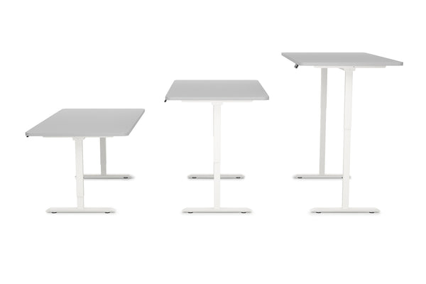 Bureau assis-debout électrique, gris/blanc, 160 x 80 cm
