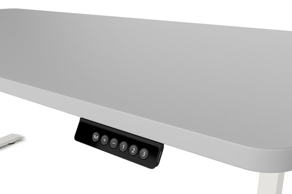 Bureau assis-debout électrique, gris/blanc, 160 x 80 cm