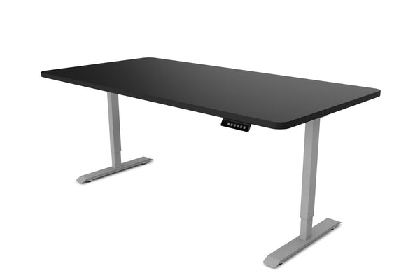 Electric standing desk, black/grey, 160 x 80 cm