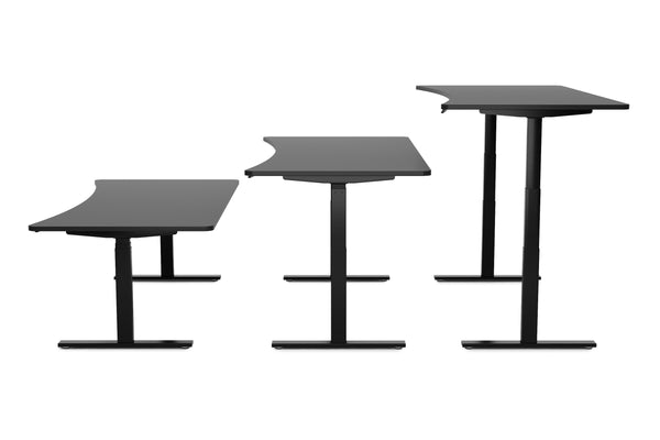 Bureau assis-debout électrique, noir, 200 x 92 cm