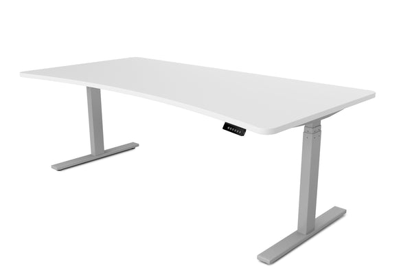 Bureau assis-debout électrique, blanc/gris, 200 x 92 cm