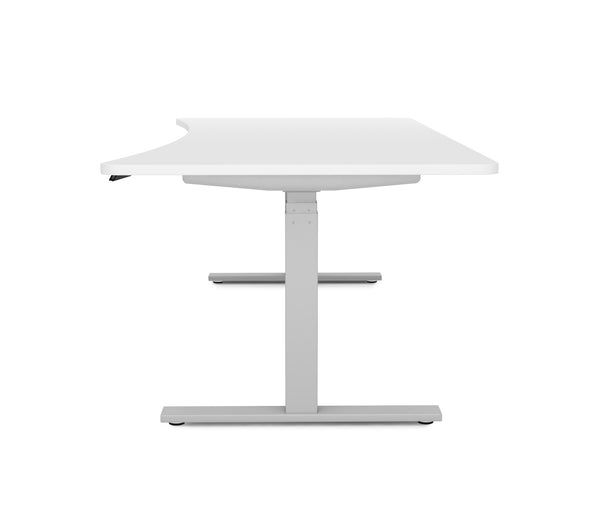 Bureau assis-debout électrique, blanc/gris, 200 x 92 cm