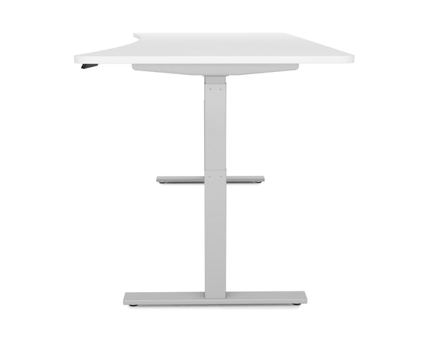 Bureau assis-debout électrique, blanc/gris, 200 x 92 cm