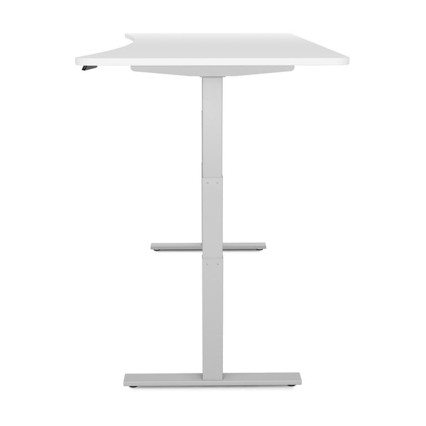 Bureau assis-debout électrique, blanc/gris, 200 x 92 cm