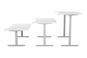 Bureau assis-debout électrique, blanc/gris, 200 x 92 cm
