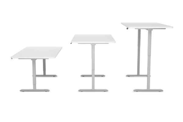 Bureau assis-debout électrique, blanc/gris, 160 x 80 cm