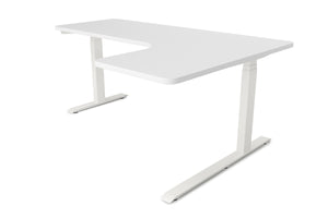 Electric standing desk, L-shaped, white, 160 x 110 cm