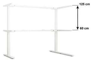 Electric standing desk, L-shaped, white, 160 x 110 cm