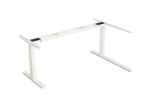 Electric standing desk, L-shaped, white, 160 x 110 cm