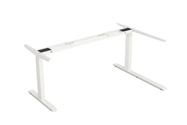 Electric standing desk, L-shaped, white, 160 x 110 cm