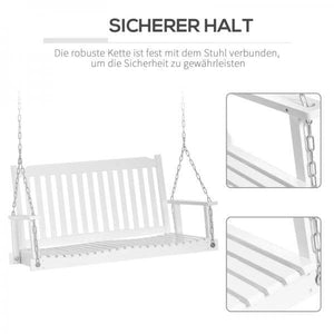 Gartenschaukel für 2 Personen Schaukelbank Hängebank Massivholz Patio Terrasse Hinterhof Weiss