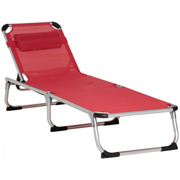 Sonnenliege Gartenliege Alu Relaxliege 5-fach verstellbar faltbar ergonomisch Rot