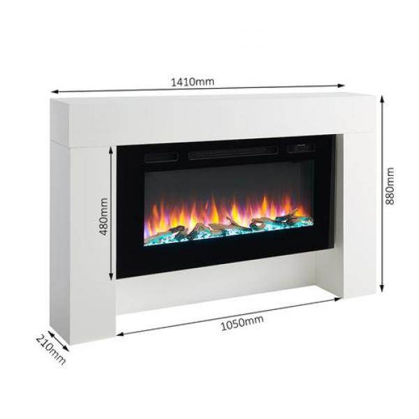 BALDERIA Elektrokamin Herkules 3D-Flammeneffekt, dimmbar, Heizung 2000W Weiss