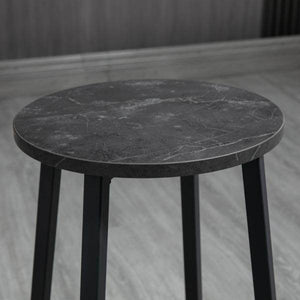 Bar-Set für 2 Personen, 1 Tisch mit 2 Barhockern, Tischplatte in Weisser Marmoroptik, Stahlrahmen