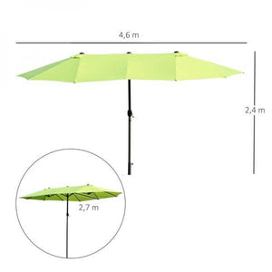 Sonnenschirm Gartenschirm Doppelsonnenschirm mit Handkurbel Grün Oval