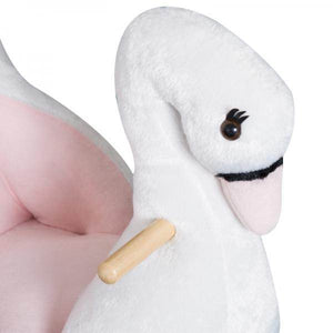 Schaukelpferd Baby Schaukeltier Schwan mit Musik Spielzeug Plüsch Rosa+Weiss