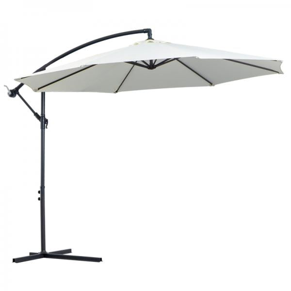 Sonnenschirm mit Kurbel Wetterbeständig 3 m x 3 m x 2,5 m Stahl Polyester Creme