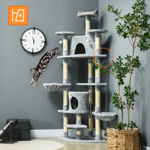 Pawhut Kratzbaum Sisal Höhle 60 x 60 x 200 cm