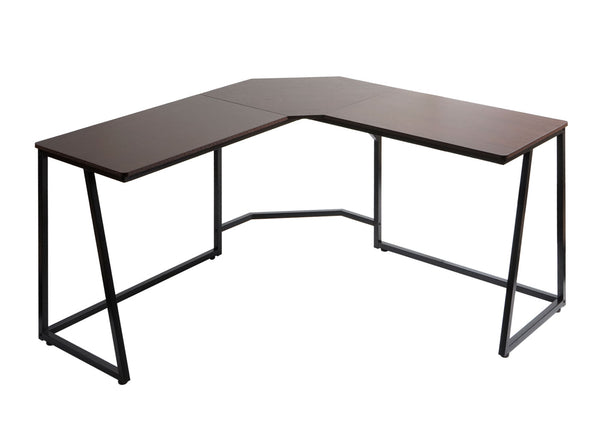 Eck-Schreibtisch Computertisch 76x196x110cm MDF Metall dunkelbraun