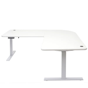 Stehpult Eck-Schreibtisch elektrisch höhenverstellbar mit Memory Weiss-grau