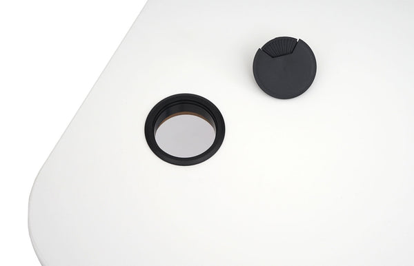 Stehpult Eck-Schreibtisch elektrisch höhenverstellbar mit Memory Weiss-schwarz