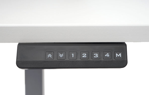 Stehpult Eck-Schreibtisch elektrisch höhenverstellbar mit Memory Weiss-grau