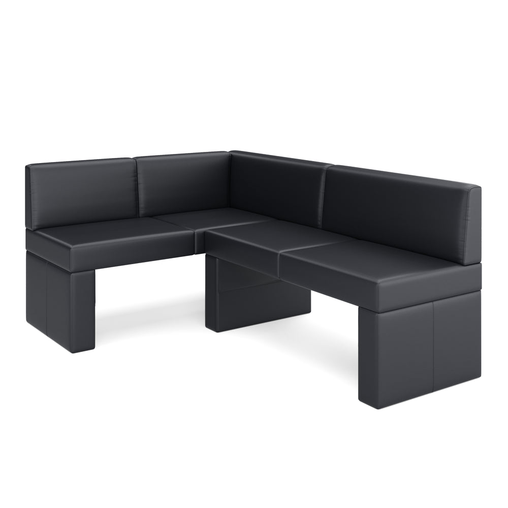 Banquette d'angle en cuir ERIKA 200 x 140 cm gauche noire