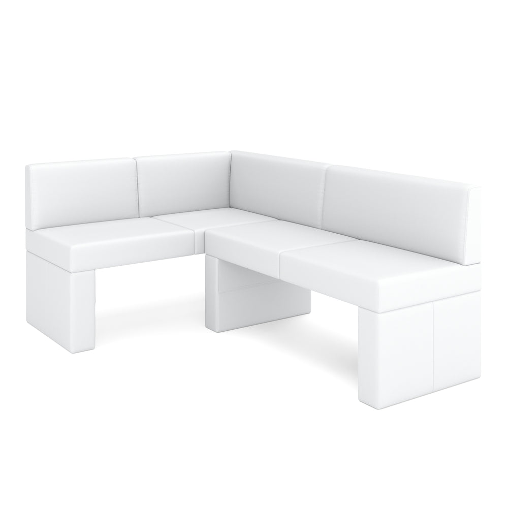 Banquette d'angle en cuir ERIKA 200 x 140 cm gauche blanche