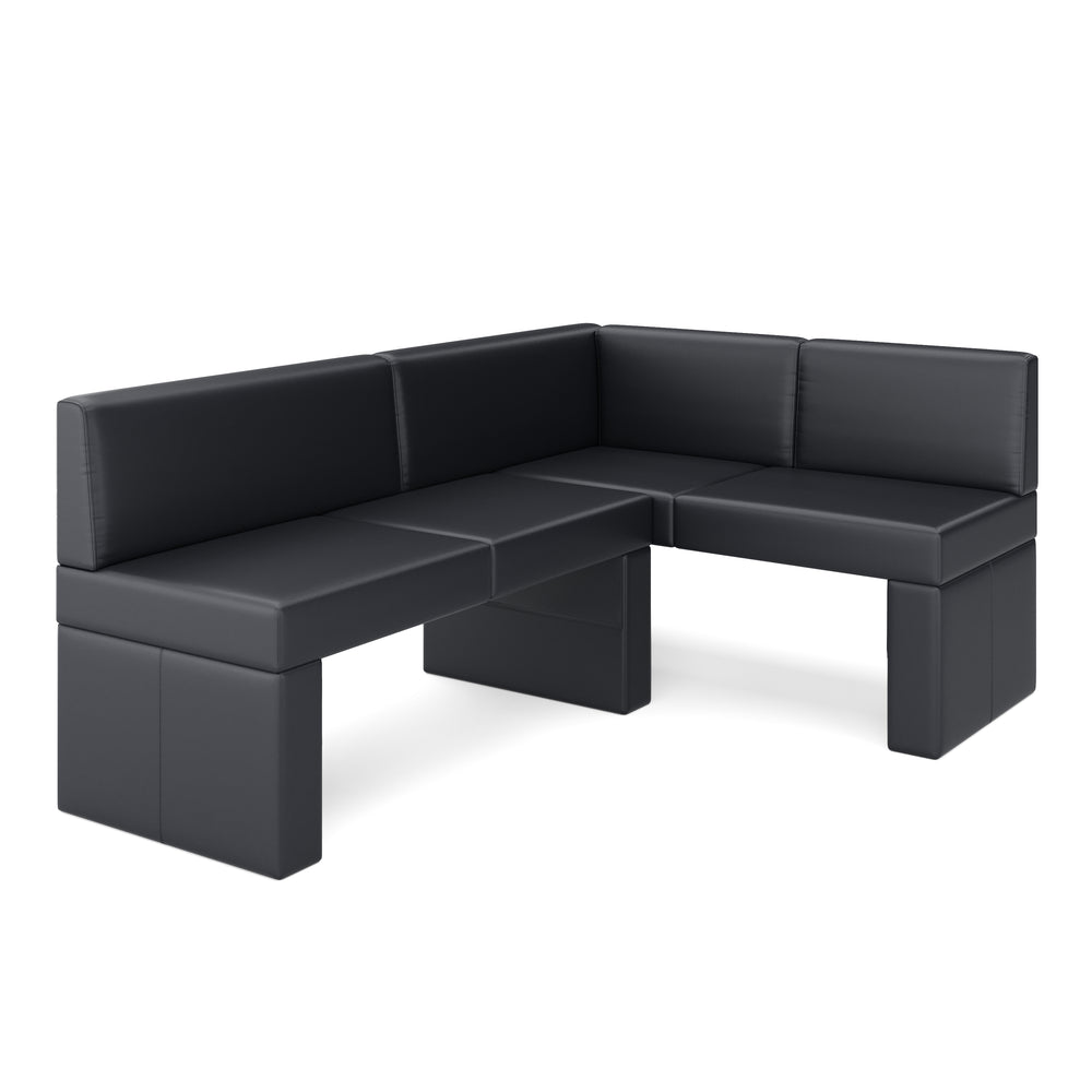 Banquette d'angle en cuir ERIKA 200 x 140 cm droite noire
