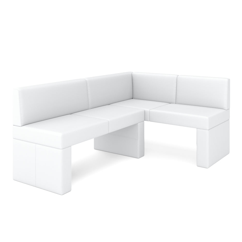 Banquette d'angle en cuir ERIKA 200 x 140 cm droite blanche