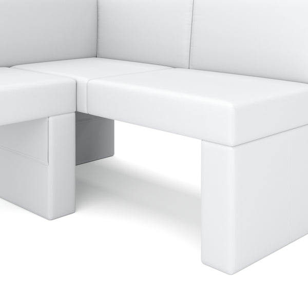 Eckbank Leder ERIKA 200 x 140 cm rechts weiss