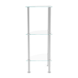 Eckregal Glas mit 3 Ebenen 30 x 77 cm silber