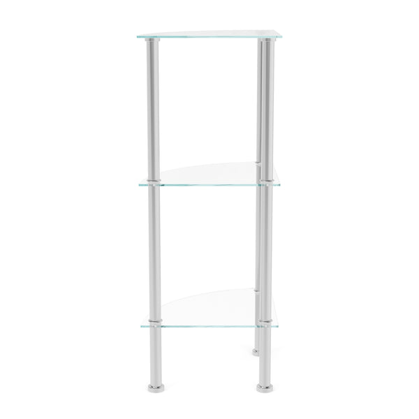 Eckregal Glas mit 3 Ebenen 30 x 77 cm silber