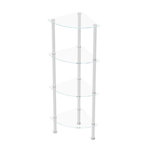 Eckregal Glas mit 4 Ebenen 30 x 108 cm silber