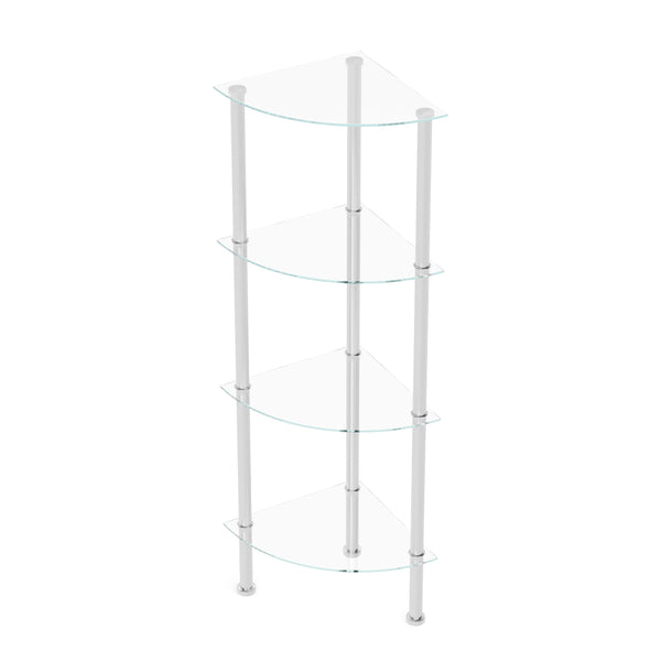 Eckregal Glas mit 4 Ebenen 30 x 108 cm silber