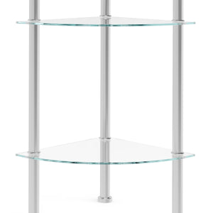 Eckregal Glas mit 4 Ebenen 30 x 108 cm silber