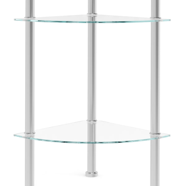 Eckregal Glas mit 4 Ebenen 30 x 108 cm silber
